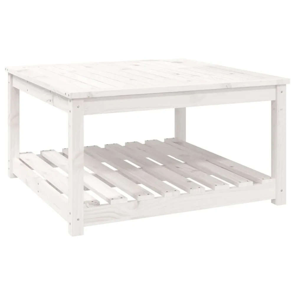 Table de jardin blanc 82,5x82,5x45 cm bois massif de pin