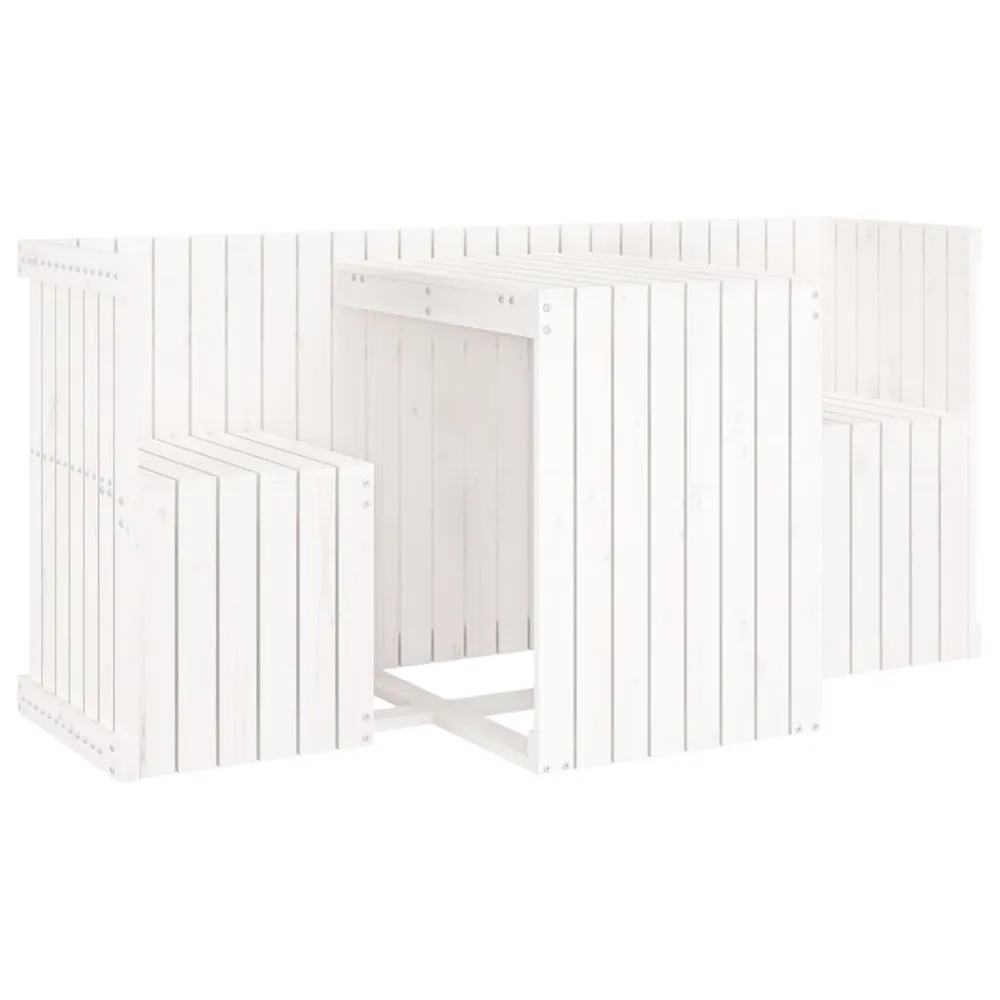 Set de balcon 2 places blanc bois de pin massif