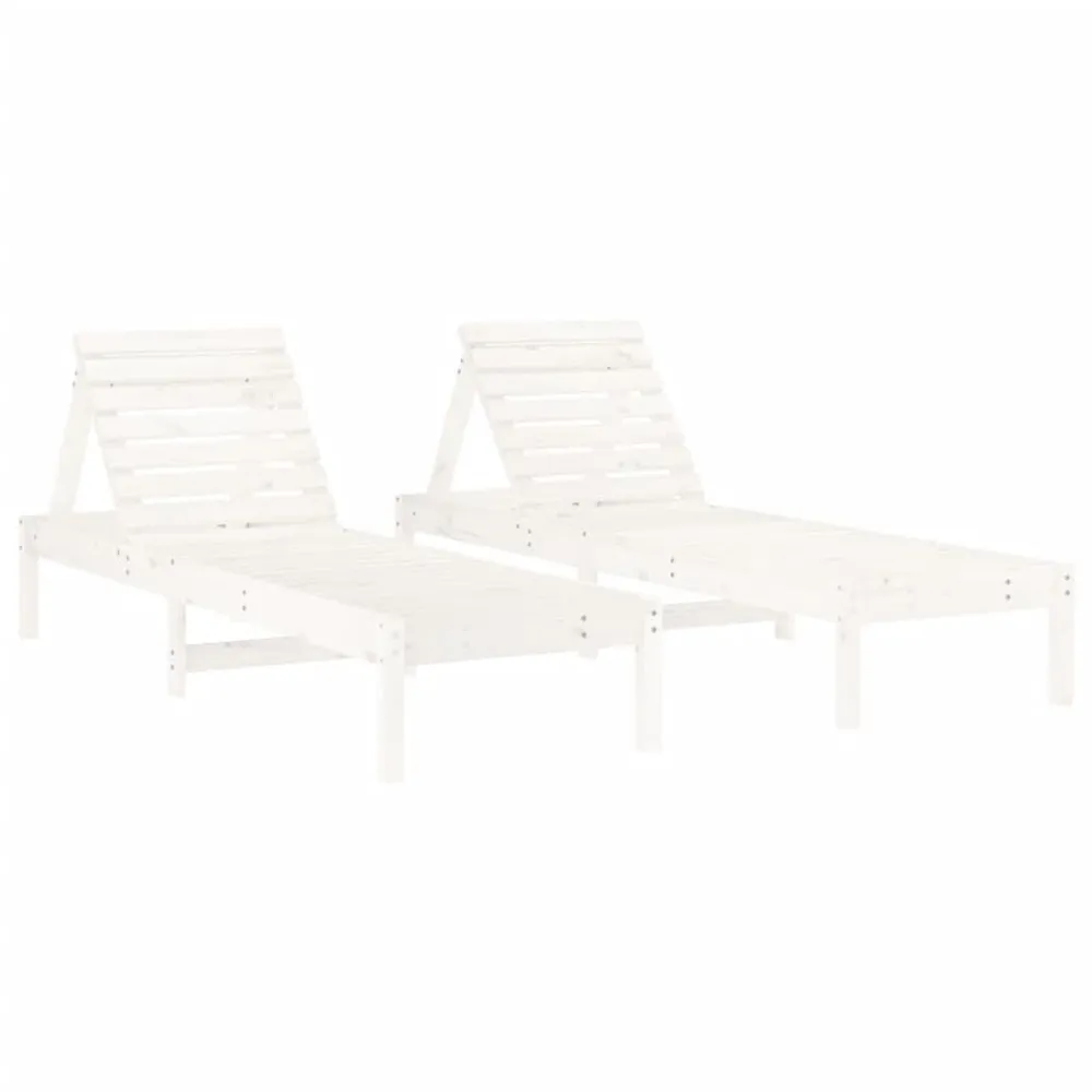 Chaises longues lot de 2 blanc 199,5x60x74cm bois massif de pin