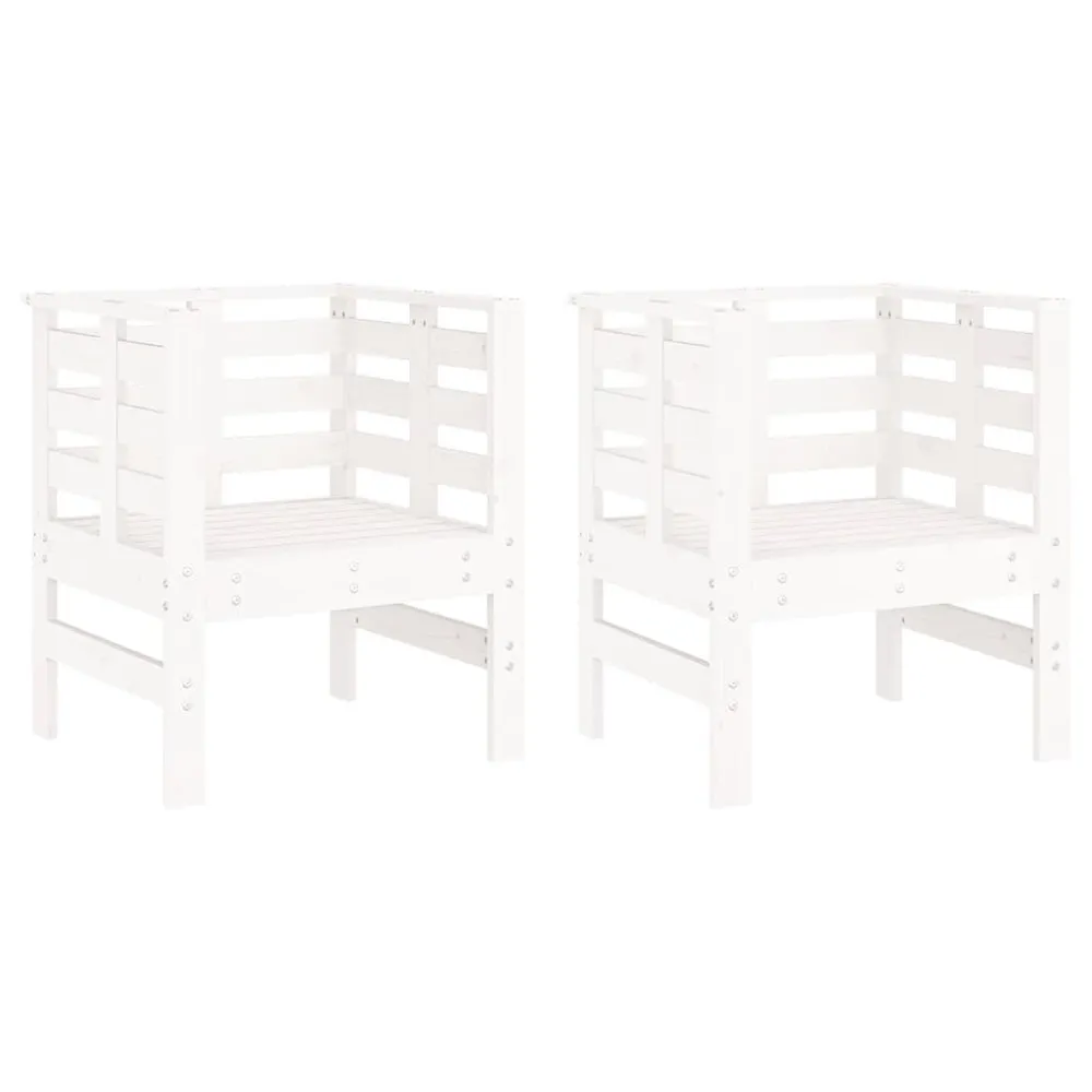 Chaises de jardin lot de 2 blanc 61,5x53x71 cm bois pin massif