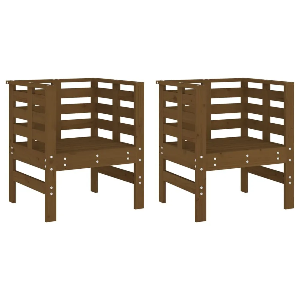 Chaises de jardin lot de 2 marron miel 61,5x53x71 cm pin massif