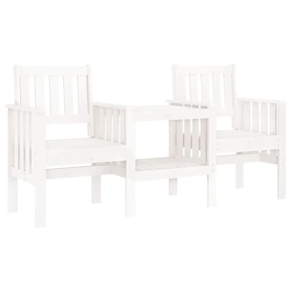 Banc de jardin avec table 2 places blanc bois massif de pin