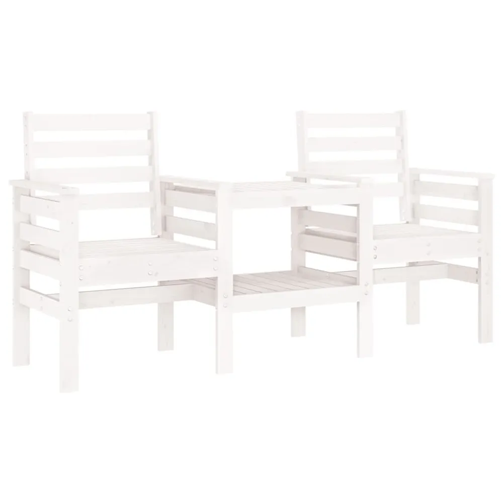 Banc de jardin avec table 2 places blanc bois massif de pin