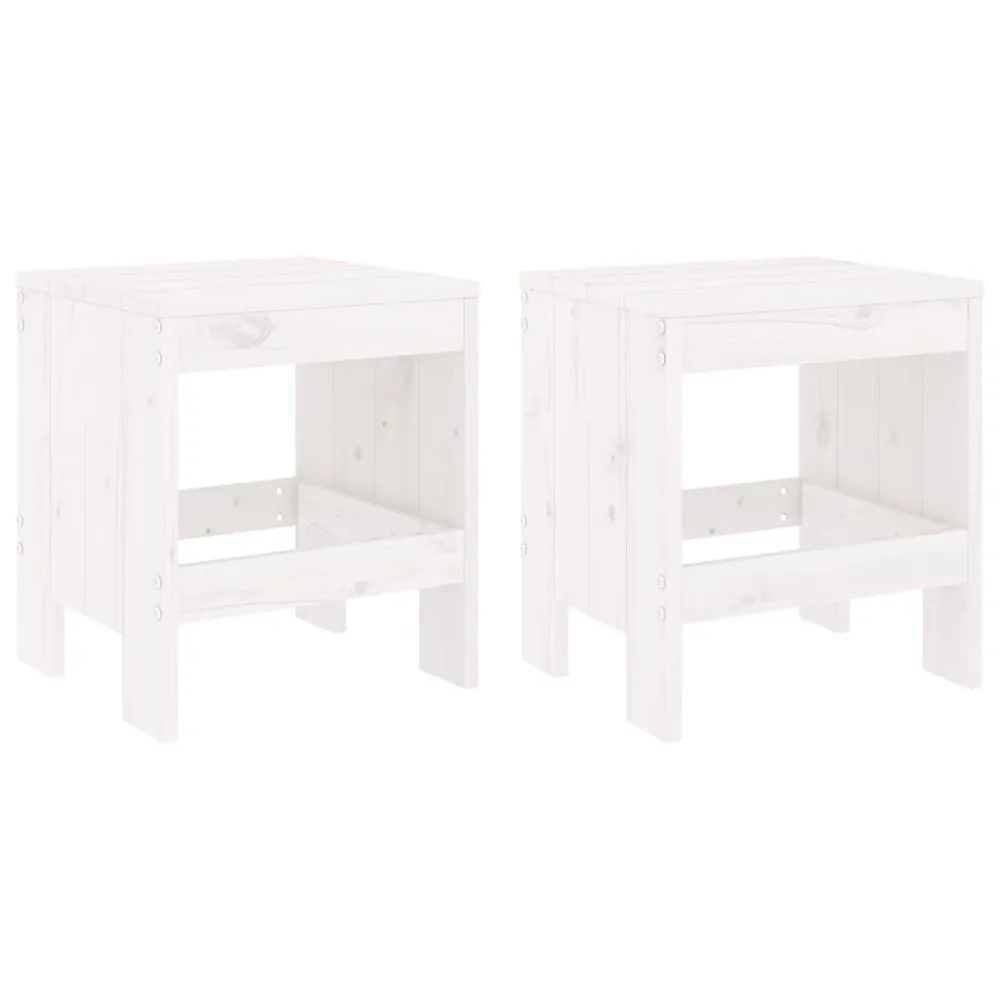 Tabourets de jardin lot de 2 blanc 40x36x45 cm bois massif pin