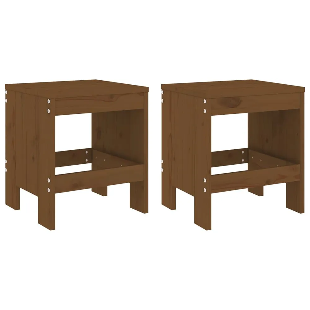 Tabourets de jardin lot de 2 marron miel 40x36x45 cm pin massif