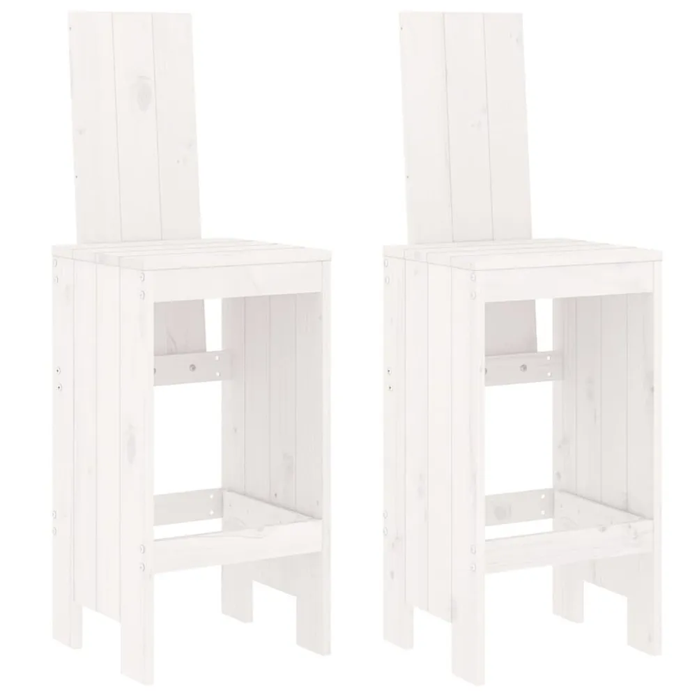 Tabourets de bar lot de 2 blanc 40x42x120 cm bois massif de pin