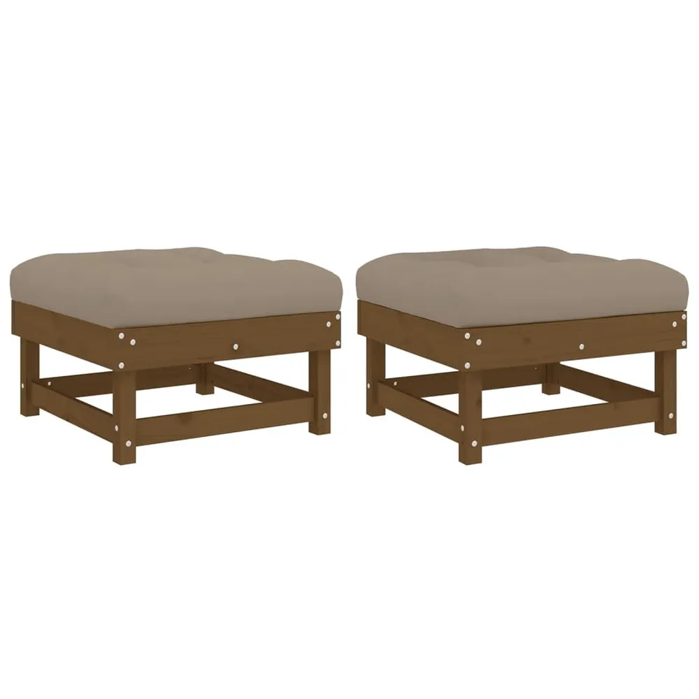 Repose-pieds de jardin coussins lot de 2 marron miel bois pin