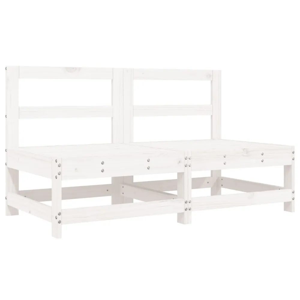 Canapés centraux de jardin 2 pcs blanc bois de pin massif