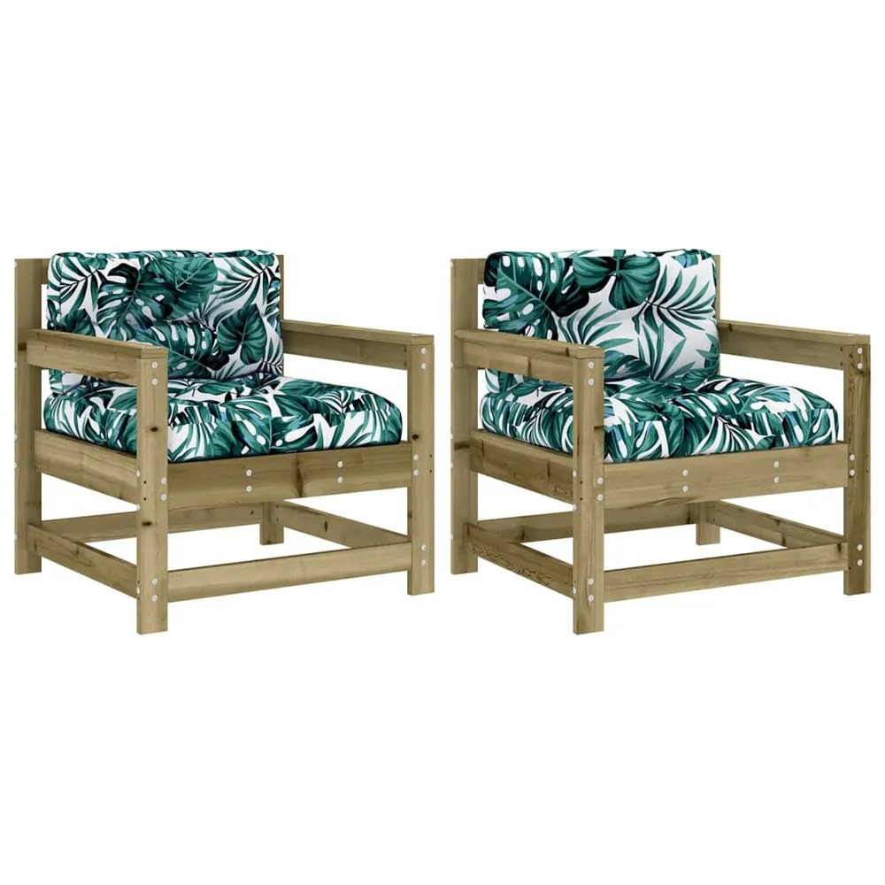 Chaises de jardin avec coussins lot de 2 bois de pin imprégné