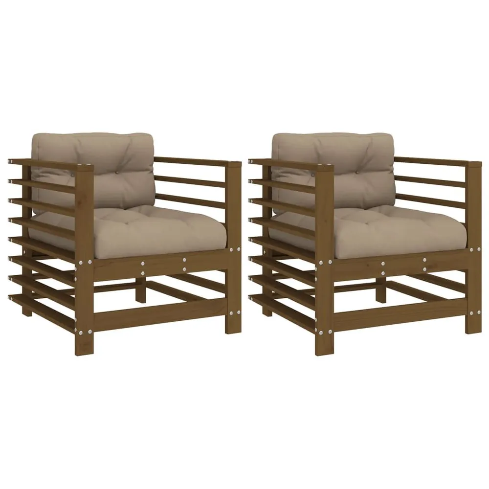 Chaises de jardin avec coussins lot de 2 marron miel