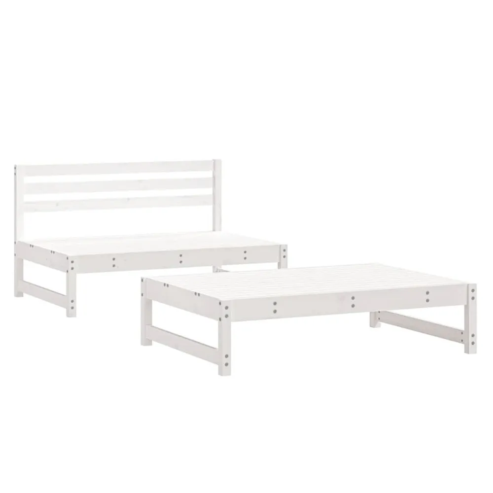 Salon de jardin 2 pcs blanc bois de pin massif