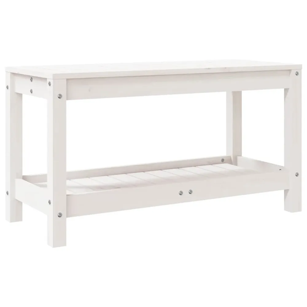 Banc de jardin blanc 82,5x35x45 cm bois massif de pin