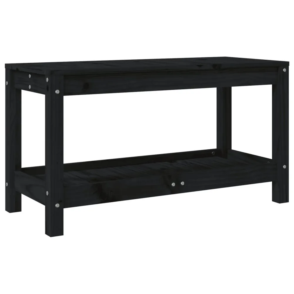 Banc de jardin noir 82,5x35x45 cm bois massif de pin