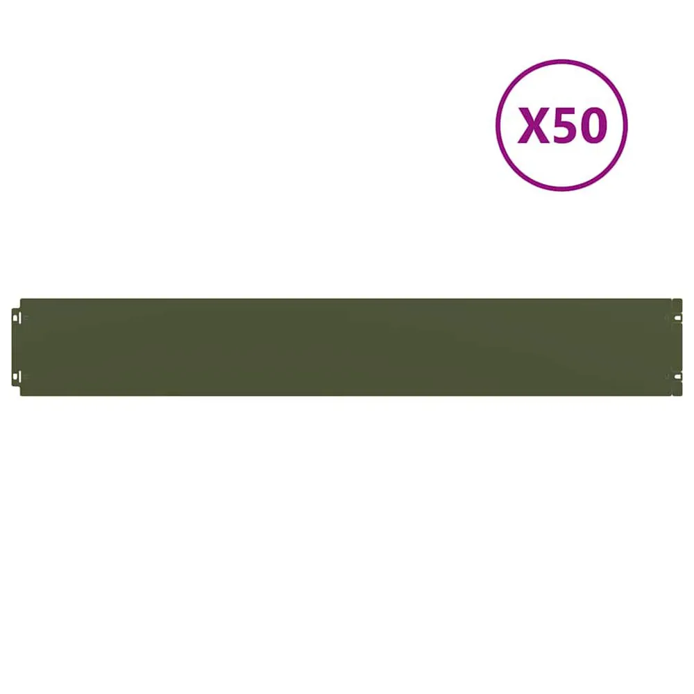 Bordures pelouse 50pcs vert olive 15x103cm acier laminé à froid