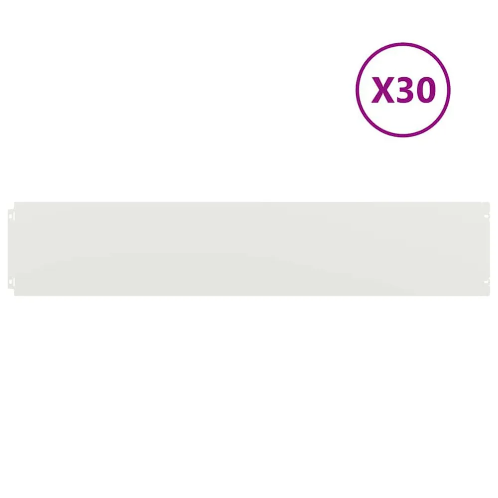 Bordures de pelouse 30 pcs blanc 20x103 cm acier laminé à froid