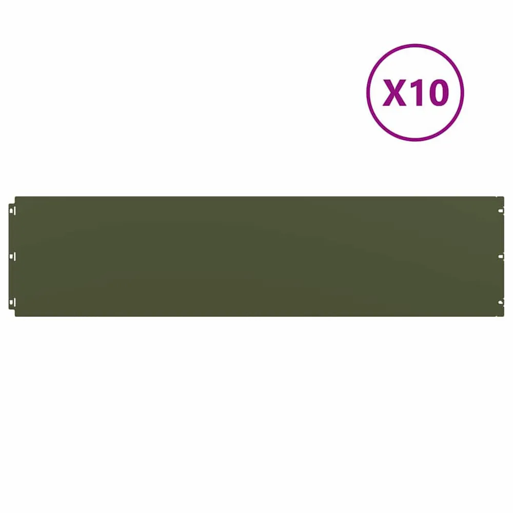 Bordures pelouse 10pcs vert olive 25x103cm acier laminé à froid