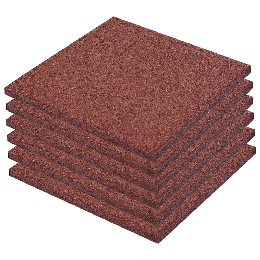 Carreaux de protection antichoc 6pcs Caoutchouc 50x50x3cm Rouge