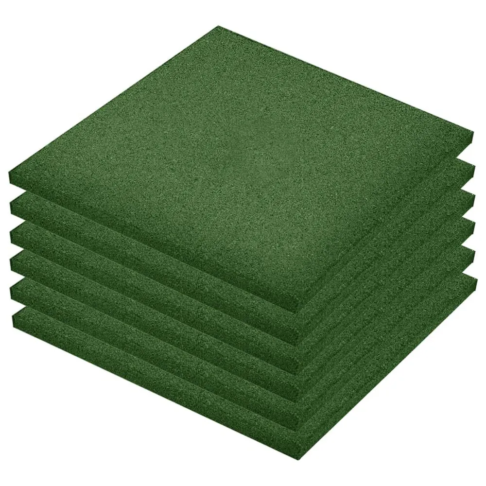 Carreaux de protection antichoc 6pcs Caoutchouc 50x50x3cm Vert