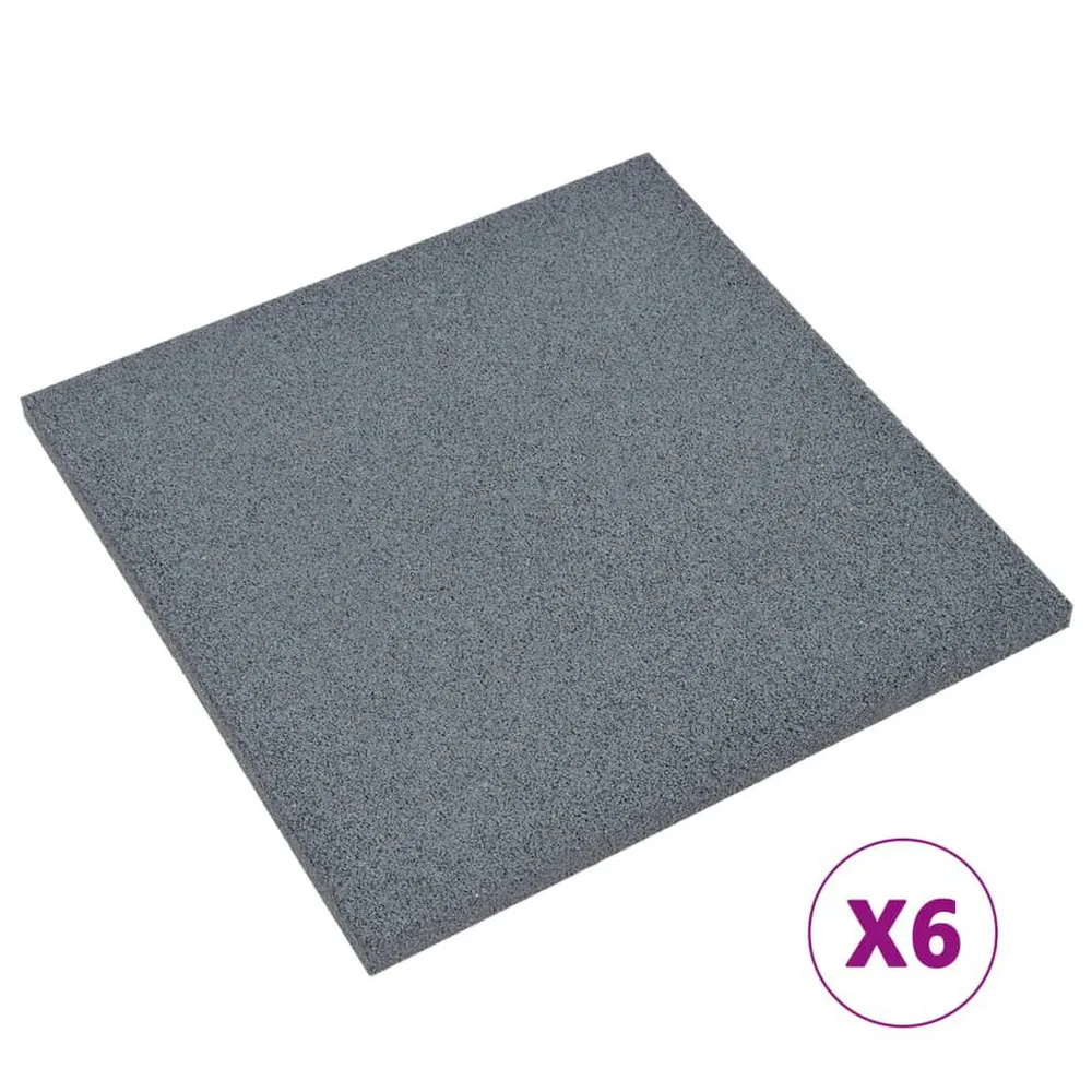 Carreaux de protection antichoc 6pcs Caoutchouc 50x50x3 cm Gris