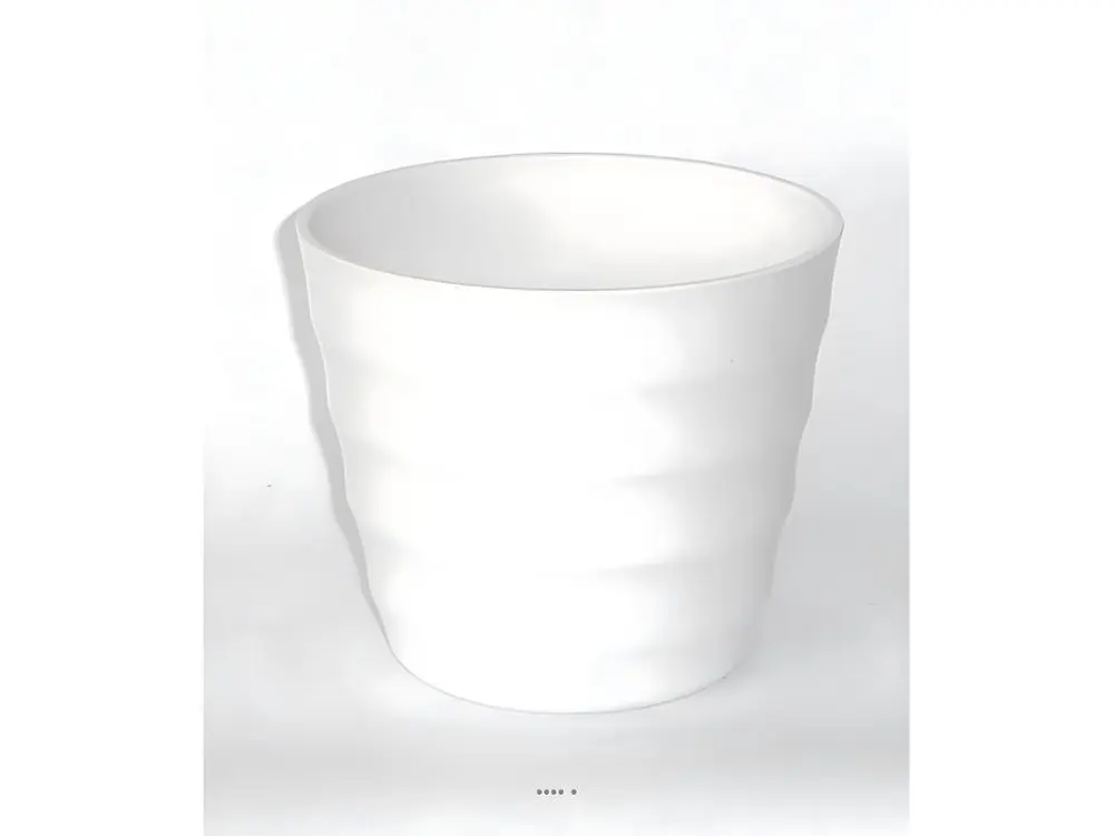 Pot en plastique blanc brillant cache pot H14 cm D16,50 cm Blanc neige - choisissez votre hauteur: H 14 cm - couleur: Blanc neige