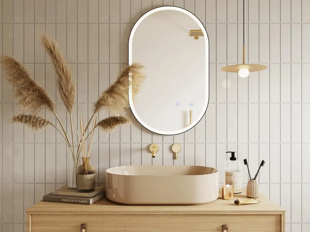 Miroir de salle de bain lumineux avec contours arrondis 50x80 cm - ALARICO