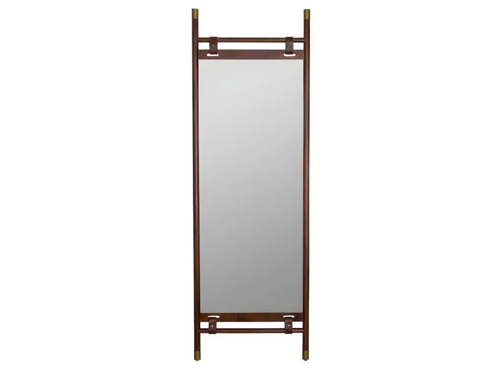 Riva - Miroir sur pied vintage - Couleur - Marron