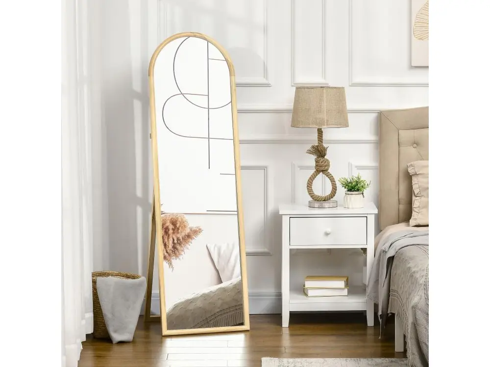 Miroir sur pied style scandinave dim. 46L x 43l x 150H cm piètement cadre bois de pin verre