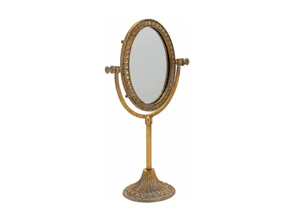 Miroir de coiffeuse en résine avec support doré 17x9.5x30.5h