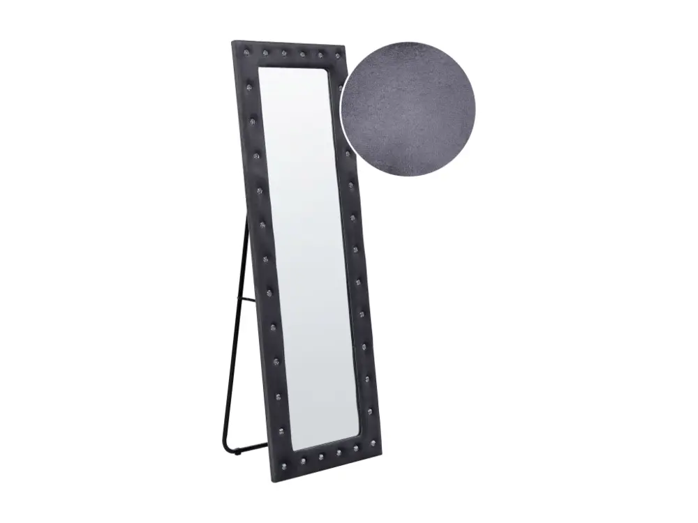 Miroir sur pied en velours gris foncé 50 x 150 cm ANSOUIS