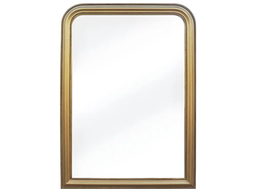 Miroir vintage en bois de paulownia - L. 80 x H. 110 cm - Doré effet laiton - HELOISE