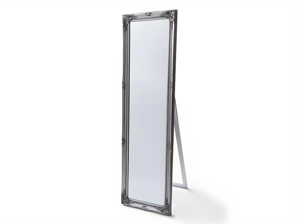 Miroir sur pied bois d'eucalyptus avec moulures - L. 50 x H. 170 cm - Argenté - ELVIRE