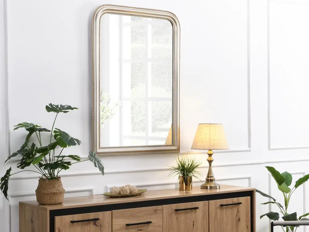 Miroir style vintage en bois de paulownia - L. 80 x H. 110 cm - Champagne - HELOISE