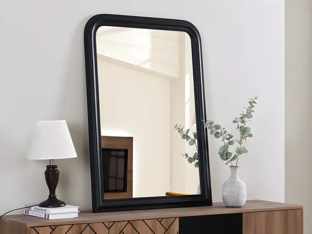 Miroir trumeau vintage bois de paulownia - bois - 80 x 110 cm - noir - HELOISE