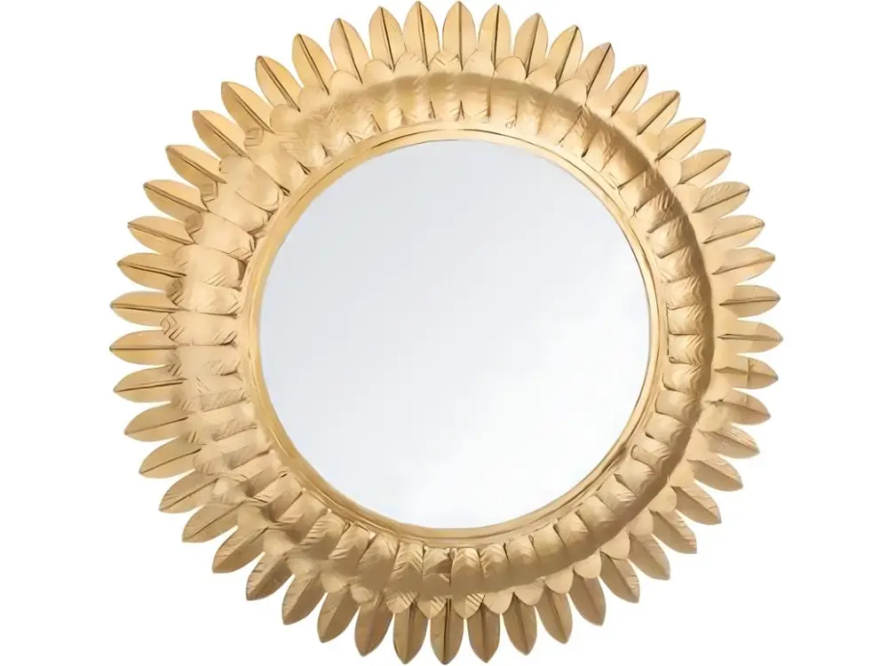 Miroir en métal forme rond laqué or - Dim : L.70 x l.2,5 x H.70 cm