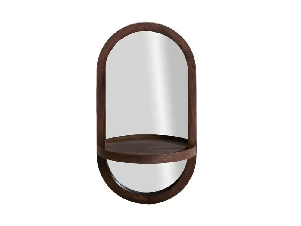 Miroir ovale avec étagère en bois Marley