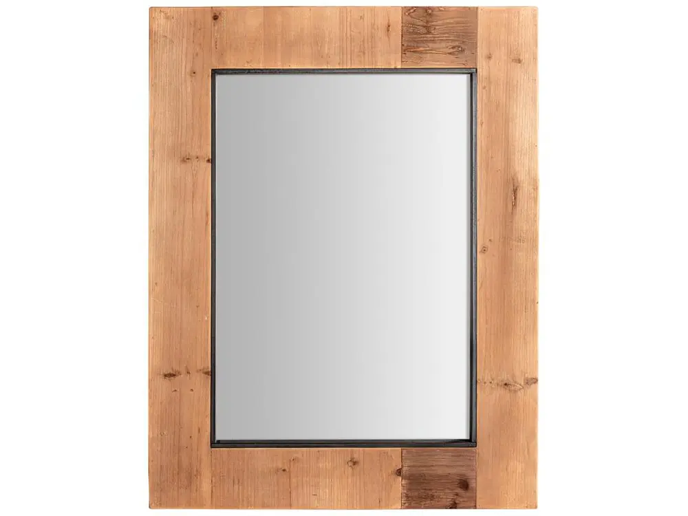 Miroir en bois de sapin en marron et noir 68x4x88 cm