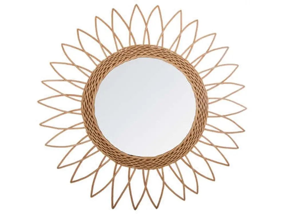 Miroir En Rotin Sun Avec Un Design Conique À L'extérieur 50 X 2 cm