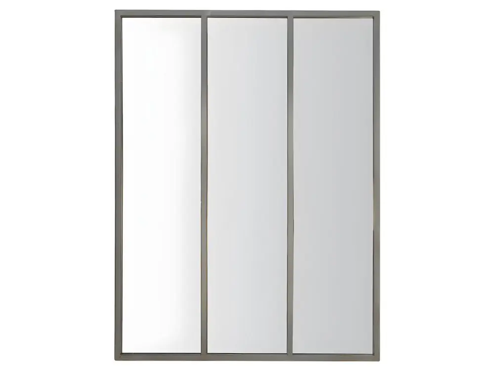 Léon - Miroir verrière style industriel 90x120 - Couleur - Argent