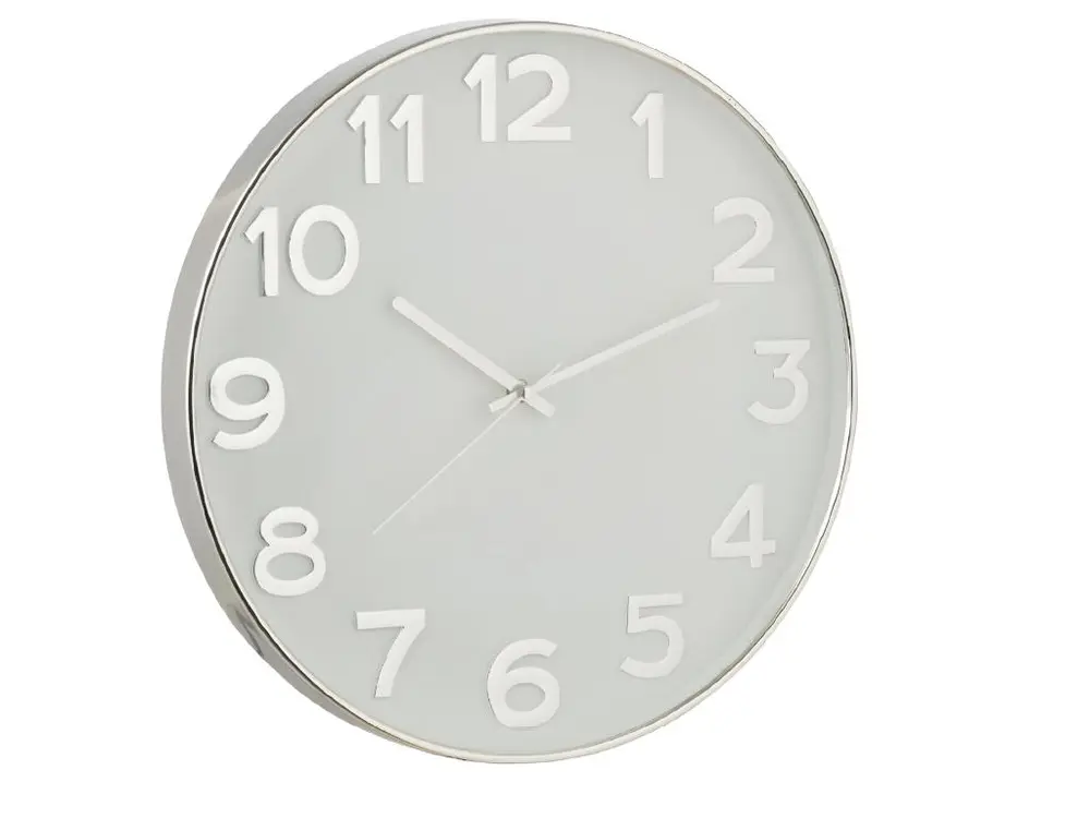 Horloge chiffres arabes plastique argent