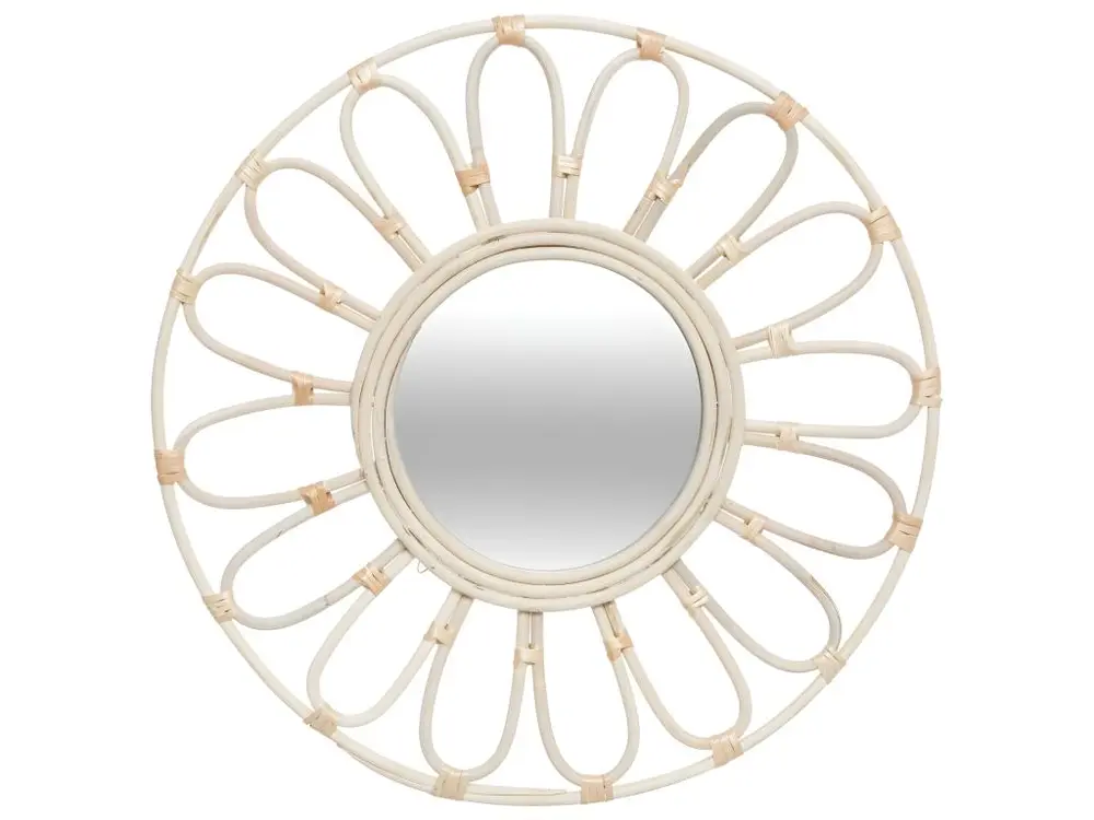 Miroir mural Fleur en Rotin D 56 cm