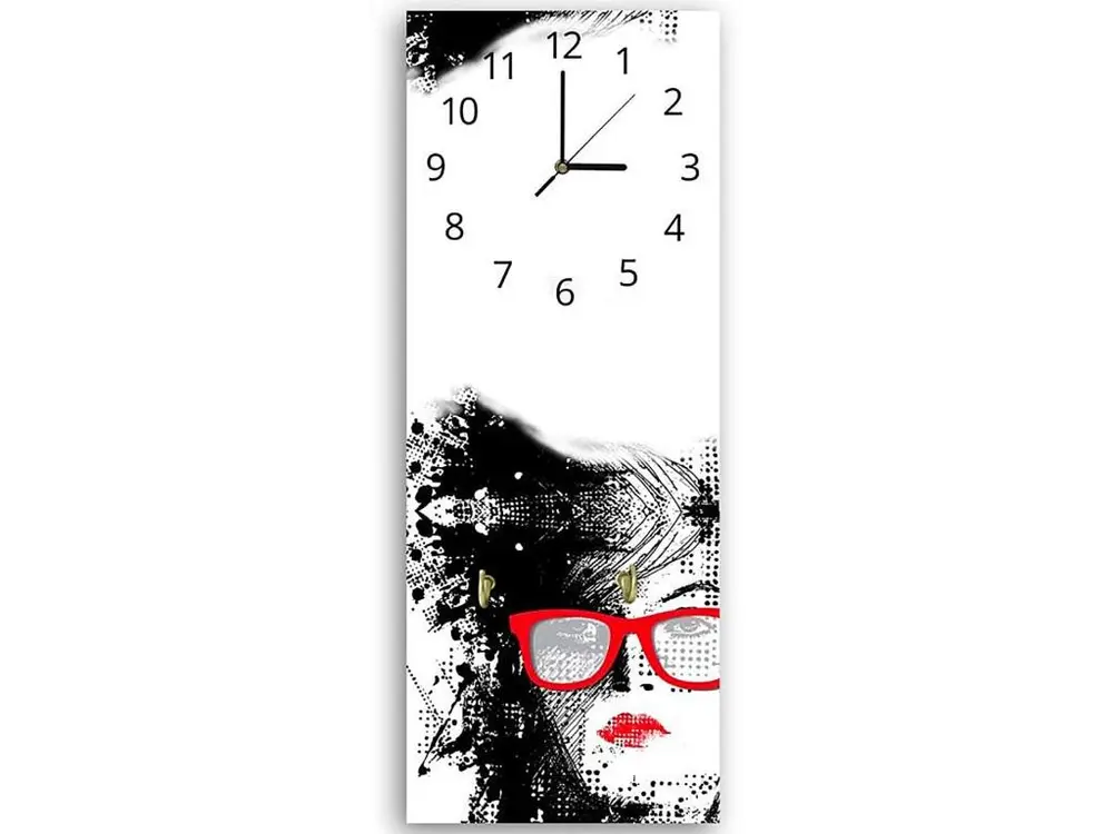 Horloges Murales avec patères femme lunettes - 40 x 118 cm