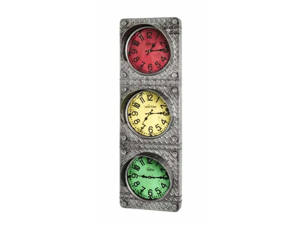 Horloge Murale Vintage "Feu Circulation" 100cm Gris