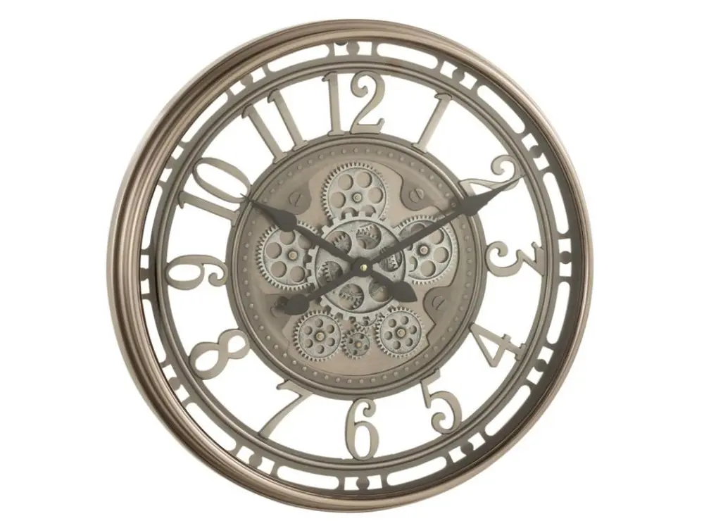 Horloge Murale Vintage "Mécanisme" 53cm Argent