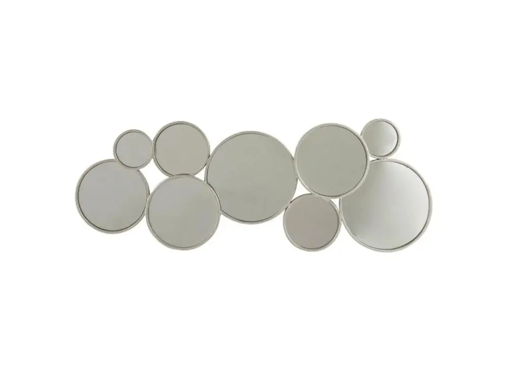 Miroir Mural Design "9 Ronds" 84cm Argent