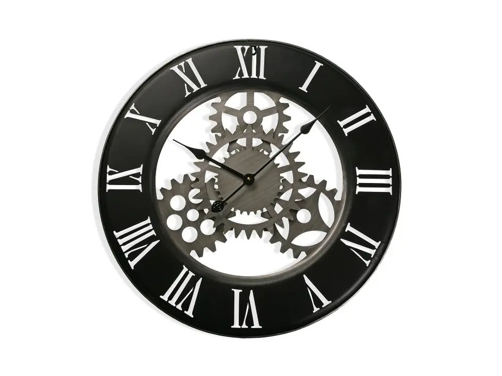 Dongola Horloge Murale pour la Cuisine, Pendule pour Salon, 63 x 4,5 x 63 cm,Métal, Noir