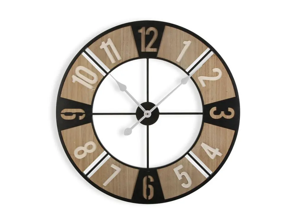 Waco Horloge Murale pour la Cuisine, Pendule pour Salon, 60 x 4 x 60 cm,Bois MDF, Gris, marron et noir