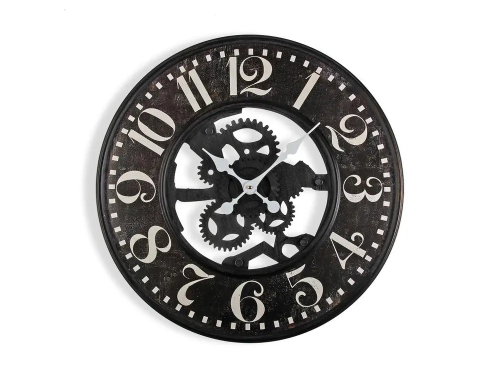 Gedinne Horloge Murale pour la Cuisine, Pendule pour Salon, 59 x 2 x 59 cm,Métal, Noir