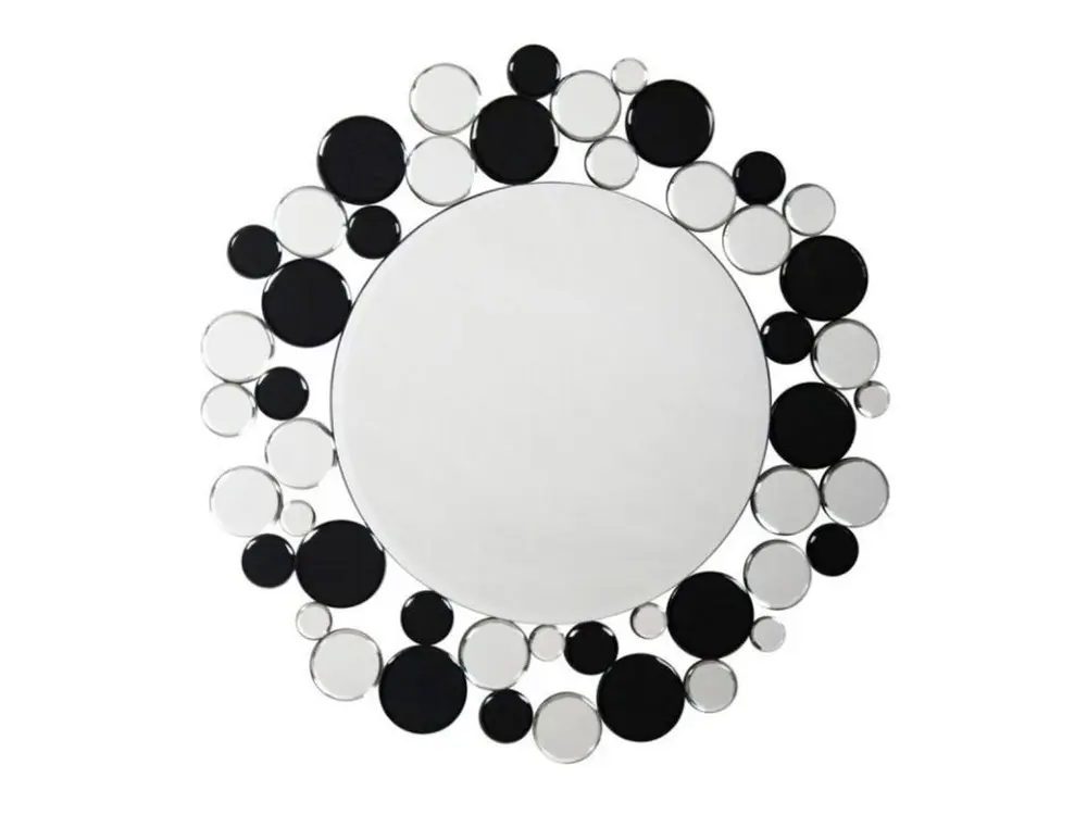 Miroir Mural Design "Bubble" 80cm Argent & Noir