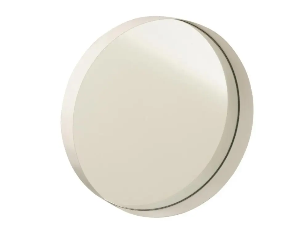 Miroir Mural Rond Déco "Bord Métal" 40cm Blanc