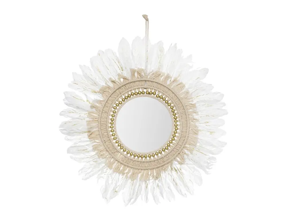 Miroir Or Plume Blanc D 50 cm - Feeric Christmas